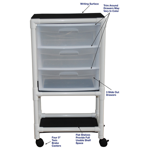 Mjm Internaitonal Universal Cart - 3 Drawers w/ Storage Shelf 3U3D